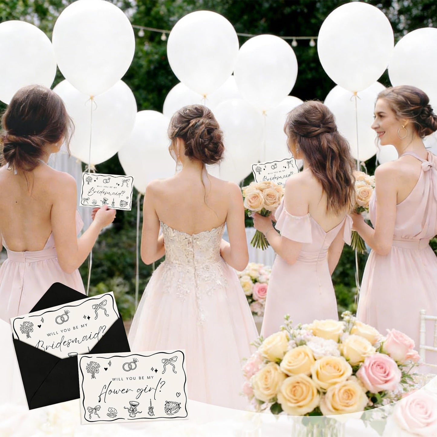 Whaline 12 Pcs Bridesmaid Proposal Cards, Black