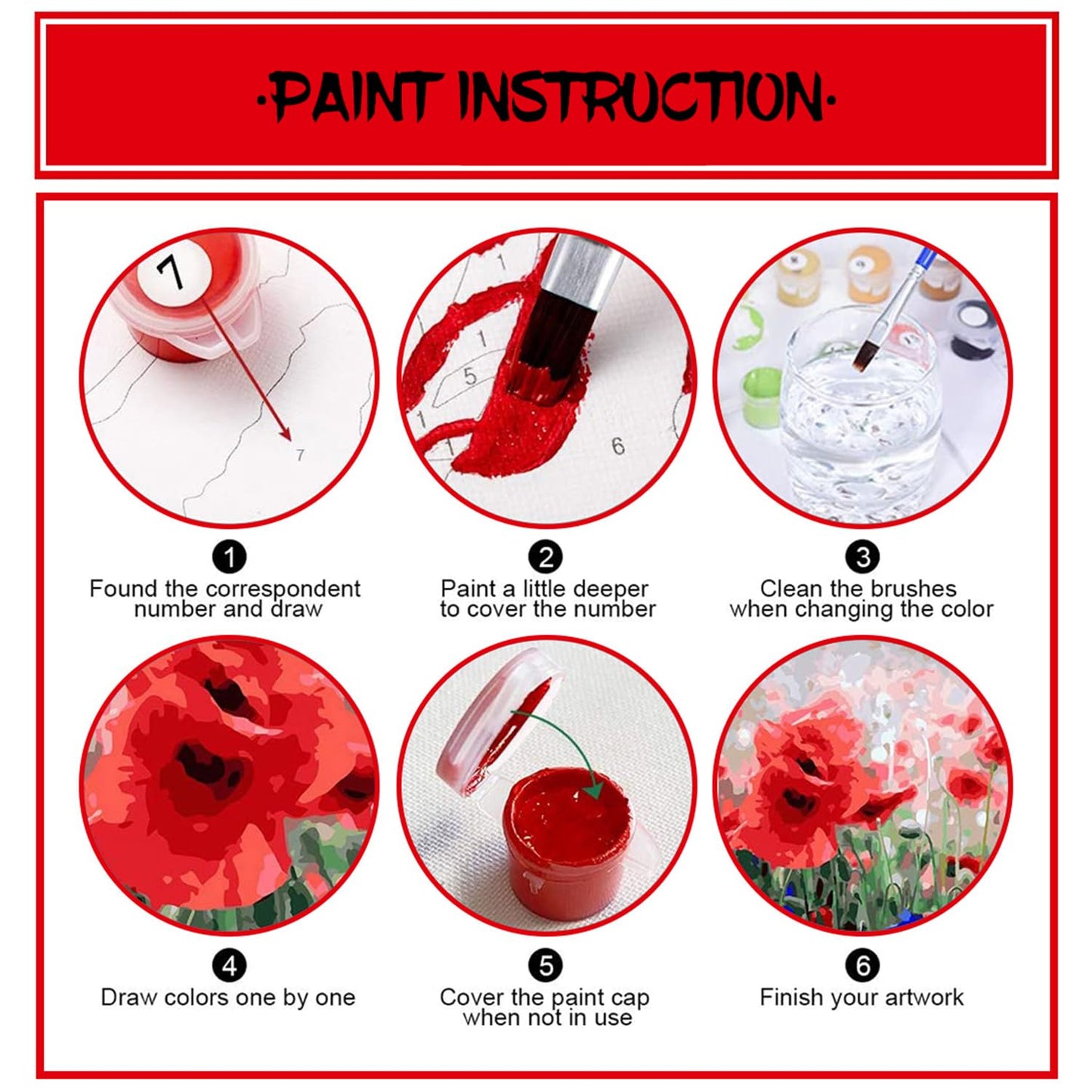 Mosaflare 6 Pack Painting by Numbers Kit for Beginner, Cocktail Adult Paint by Number Kits on Canvas, DIY Acrylic Oil Easy Paint by Number for Home Wall Decor 8X12 inch (Without Frame)
