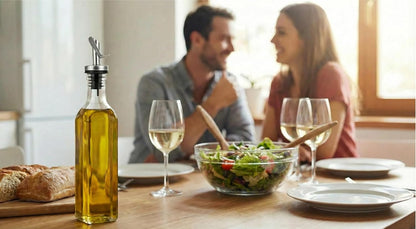 17 oz. GREENOLIVE Olive Oil Dispenser Bottle - Clear Glass Bottle with No-Drip BPA-Free Spout - Ideal for Kitchen