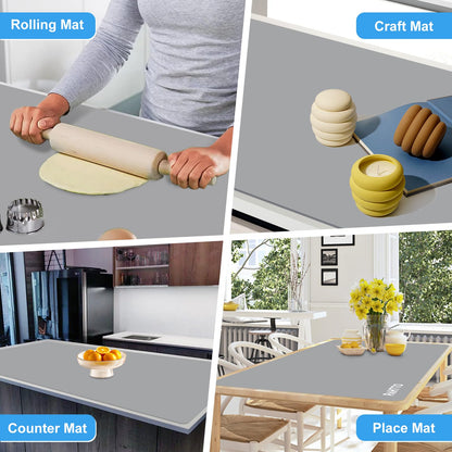 Silicone Mat for Kitchen Countertop, 47.2x23.6in Heat Resistant Kitchen Island Protector Mat, Extra Large Non-Slip Thickened Quartz Counter Heat Protector, Waterproof & Multipurpose