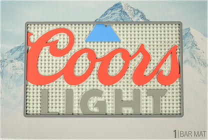 Coors Light Bar Mat 18x12 inches, Non-Slip Rubber Backing for Home Bar, Coffee Maker, and Pet Bowl