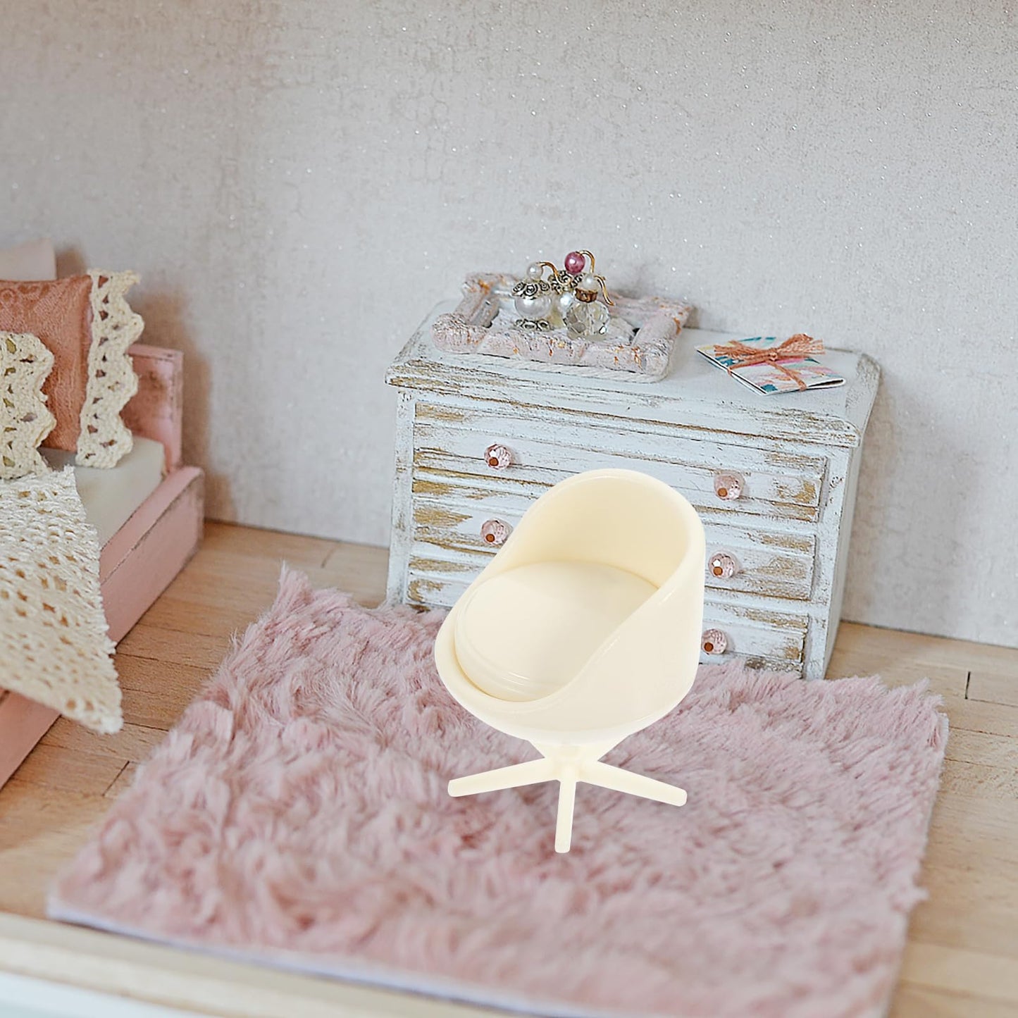 TOYANDONA 4pcs Dollhouse Armchair - 1/25 Scale Miniature Chairs Dollhouse Rotatable Chairs Miniature Armchair for Doll House Furniture Accessories Decors