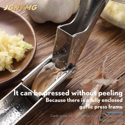 JGNYMG Garlic Press Stainless SteelPremium Garlic Mincer ToolHeavy Duty Professional garlic grinder No Need to Peel