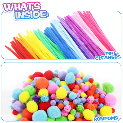 CH HAICHENG Arts and Crafts Supplies Including Feathers, Pipe Cleaners, Wiggle Googly Eyes, Pom Poms, Buttons, Ice Cream Sticks, Sequins and So On Supplies Crafts