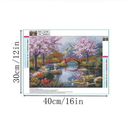 JOYSTRY Diamond Art Dots Painting Kits for Adults, DIY Bridge Landscape Paint with Diamonds Full Drill Round Gem Jewel Crystal Paintings Kit for Home Wall Decoration (Bridge-16x12in)