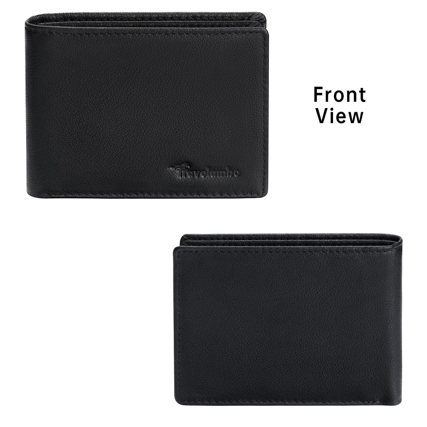 Real Leather Mens Bifold Wallet RFID Blocking Slim Minimalist Front Pocket - Thin & Stylish with ID Window in Gift Box (Nappa, Black)