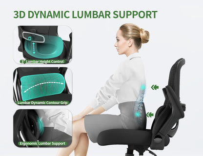 Office Chair - Computer Desk Chairs Comfy, Mesh High-Back Gaming Chair with Adjustable Lumbar Support, Executive Task Chair for Adults
