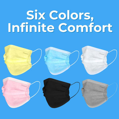 2,000pcs Disposable Face Masks- 3 Ply Breathable Mask For Adults - Black (40 Packs of 50)