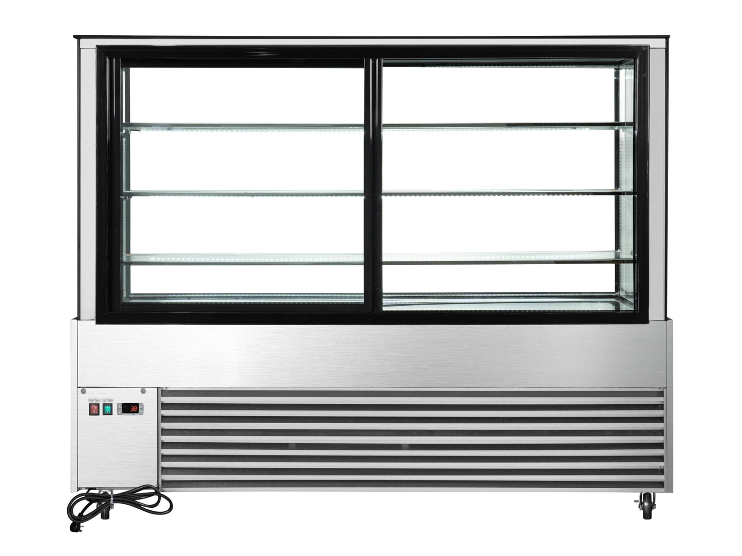 KoolMore Refrigerated Bakery Display Case for Cakes, Pies, and Pastries, 71” Stainless Steel Frame, Glass Front, Multi-Tiered Shelving Rack and LED Lighting- 30 cu.ft (RBD30C)