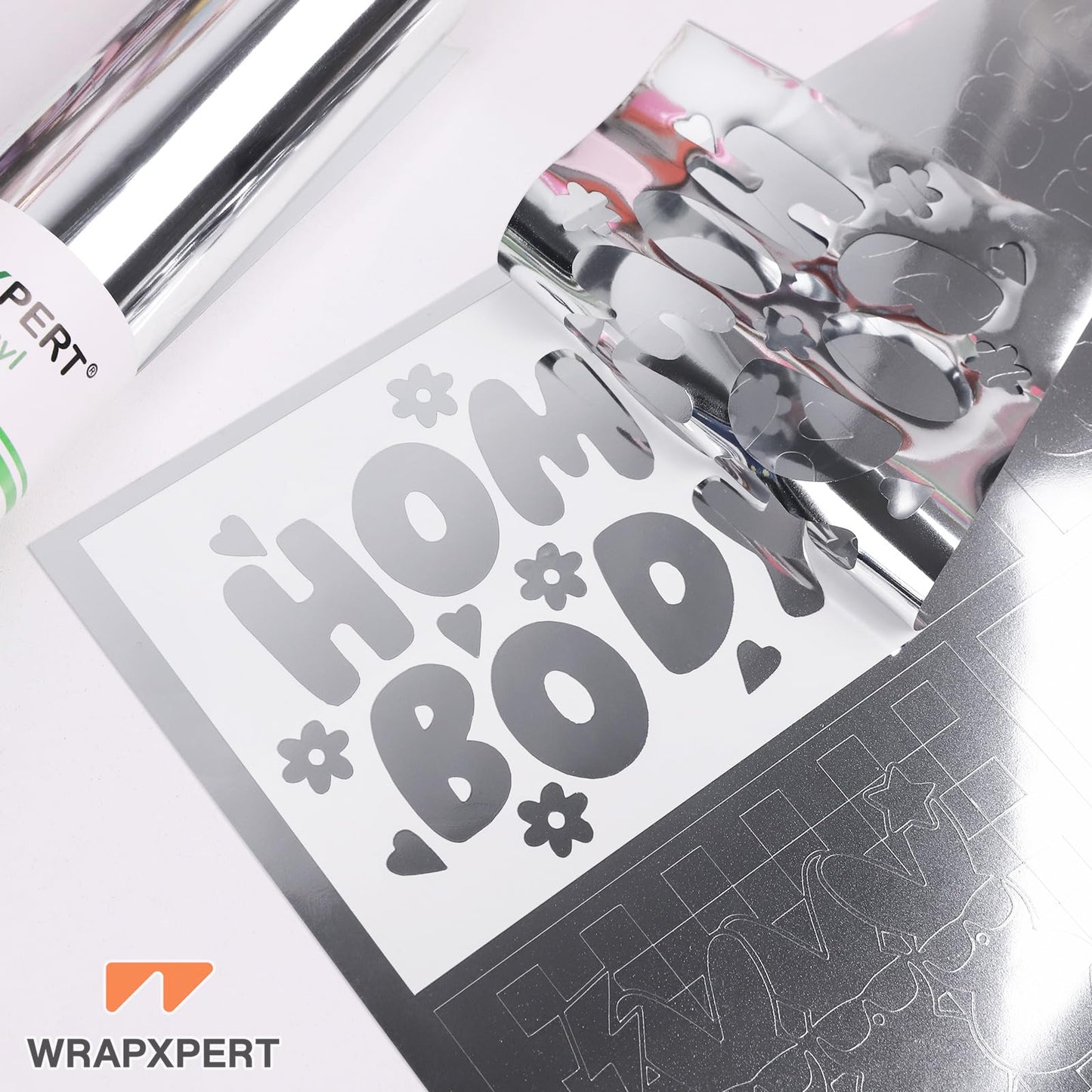 WRAPXPERT Silver Chrome Vinyl, 12" x5ft Silver Permanent Vinyl Roll, Chrome Mirror Metallic Silver Adhesive Vinyl for Cricut, No Bubble Mirror, for Wrap,Stickers,Decal,Lettering