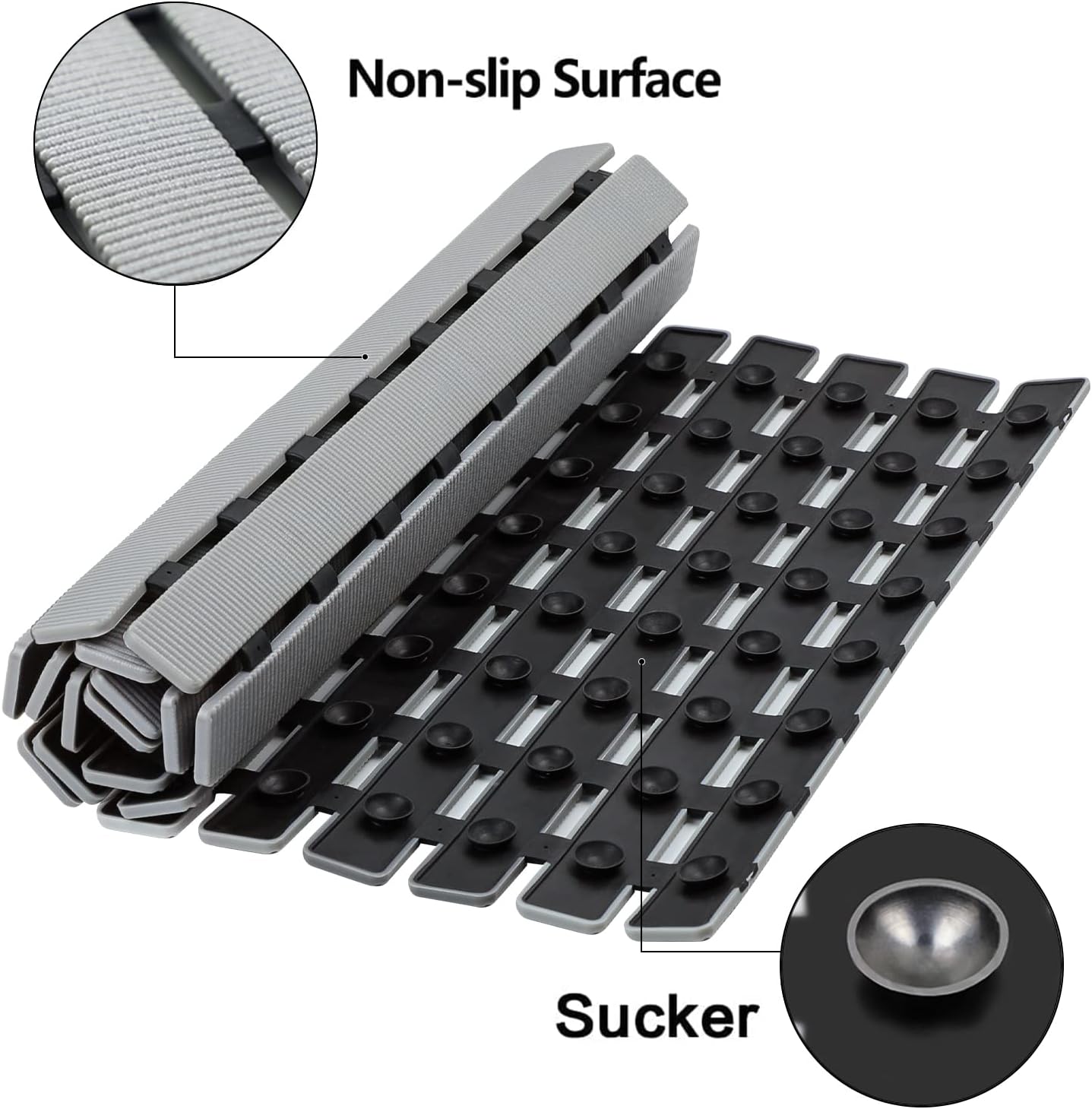 27.5 x15.7 Inch BEMISO Shower Mat Non Slip Bathtub Mat with Suction Cups and Drain Holes Bath Mat for Tub & Shower.Easy
