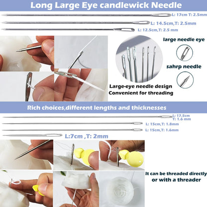 37PCS Candle Making Tools Set Adjustable Punch Needle Long Silicone Mold Needle Drill Candle Wick Hole Drill Steel Sticks to Make Holes in Candles Soap,Mold Punch Wicking Needle Tools Inserting Tool
