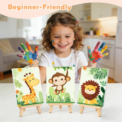 3 Piece Paint by Numbers Kit for Kids Easy Kid Paint by Number Kits Ages 8-12 Animal DIY Painting Kits for Kids Age 4-8 Beginner Paint by Number Canvas with Frame Children Color by Numbers Kit 8x12 In