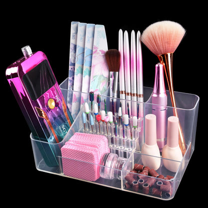 YINGJEE Nail Drill Holder & 28 Holes Nail Drill Bits Holder, Transparent Acrylic Nail Drill Machine Storage Box, Professional Nail Drill Organizer Case for Manicure tools