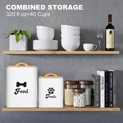 Dog Treat Container 2PCS, Dog Food Storage Container with Lids Airtight, Dog Treat Jars for Kitchen Counter-7+3Lbs, Small Dog Cookie Jar for Storage, (Upgraded) White