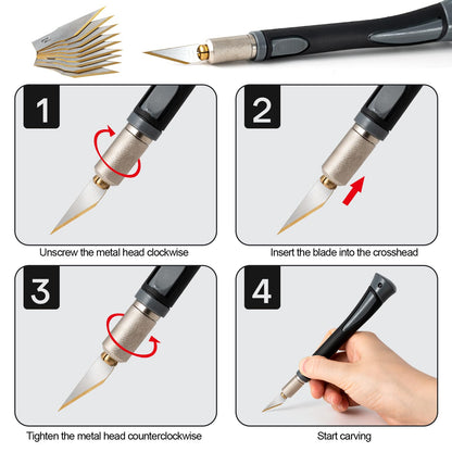 EHDIS Exacto Hobby Knife Set, Precision Art Craft Utility Knife Kit with 10PCS # 11 Titanium Coated Blade Refill for Working-Stencil, Scoring, Scrapbooking, Architecture Modeling, Crafting
