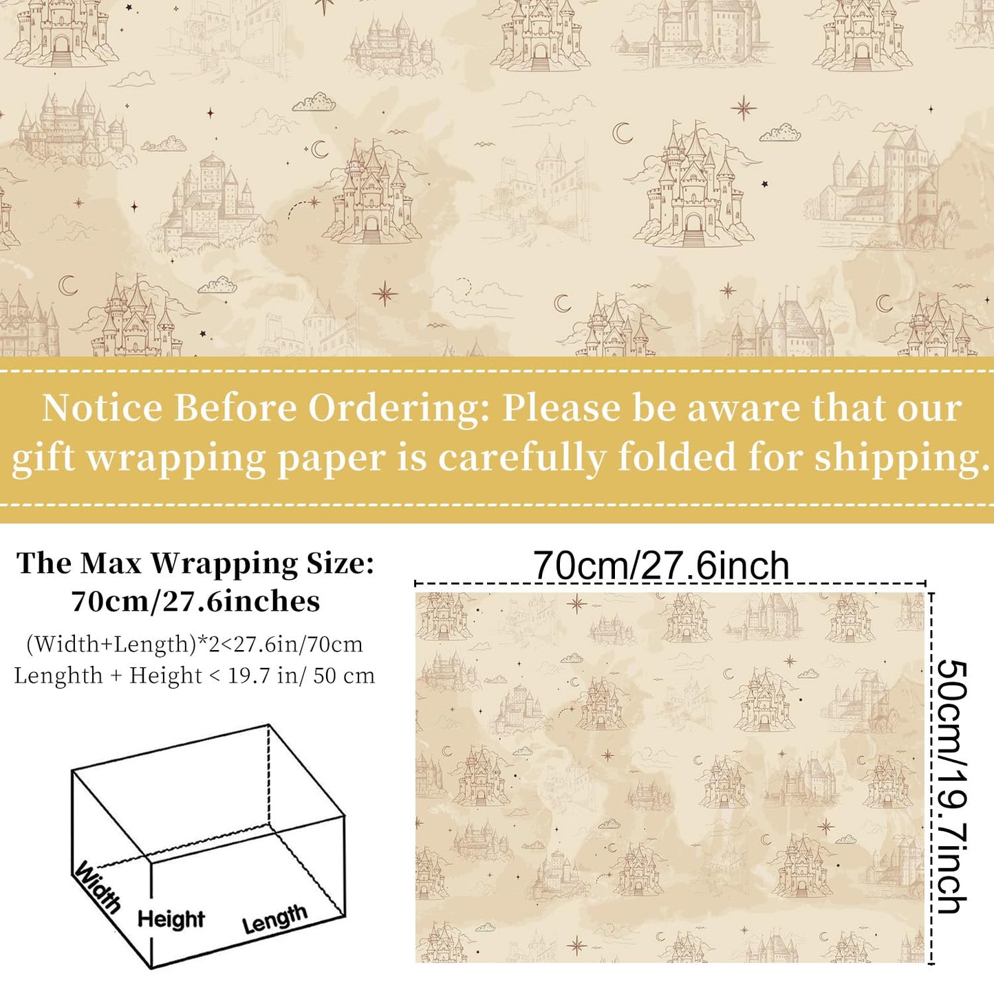 Keluna Magic Theme Wrapping Paper - 12 Sheets Wizard Castle Wrapping Paper for Birthday Baby Shower