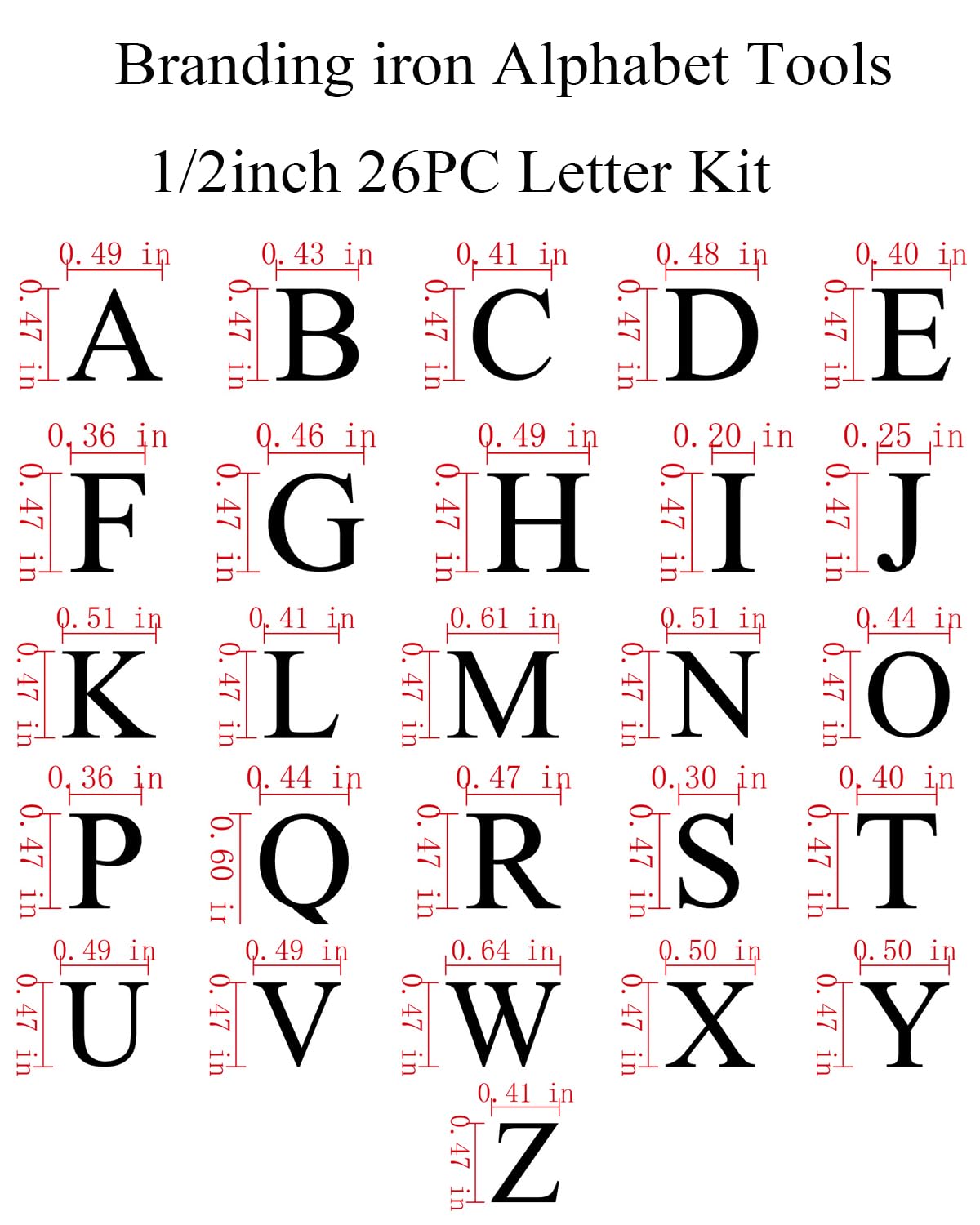 Arokimi 1/2" Wood Burning Letter Kit, 26 Pcs Alphabet Branding Iron for Wood Leather Hats BBQ Bread, With an 80W Electric Branding Iron