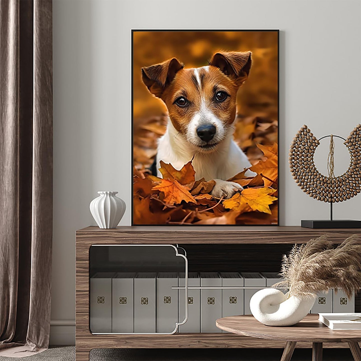 QAZWSX Dog Jack Russell Terrier, Puppy Animal Diamond Art Kits for Adults, DIY 5D Diamond Art Painting Kits for Beginners Round Drill for Home Decor 12x16 inch
