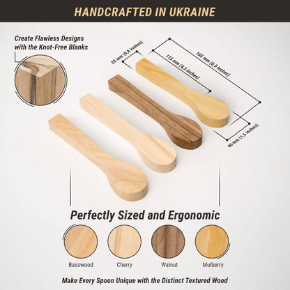 BeaverCraft Wood Carving Spoon Blank BB2 - Unfinished Wood Spoon Carving Kit - Wooden Blank, Basswood Blocks for Whittling