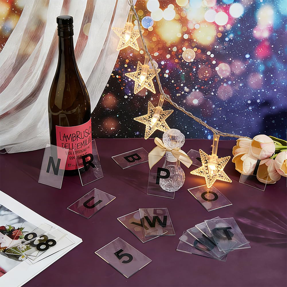 OLYCRAFT 62Pcs Bottle Service Sign Replacement Cards Bottle Presenter Cards Acrylic Sign Replacement Card Acrylic Letter Card VIP Sign with Letters A-Z Numbers 1-10 for LED Marquee Party Club Bar Decor