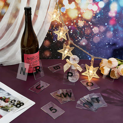 OLYCRAFT 62Pcs Bottle Service Sign Replacement Cards Bottle Presenter Cards Acrylic Sign Replacement Card Acrylic Letter Card VIP Sign with Letters A-Z Numbers 1-10 for LED Marquee Party Club Bar Decor