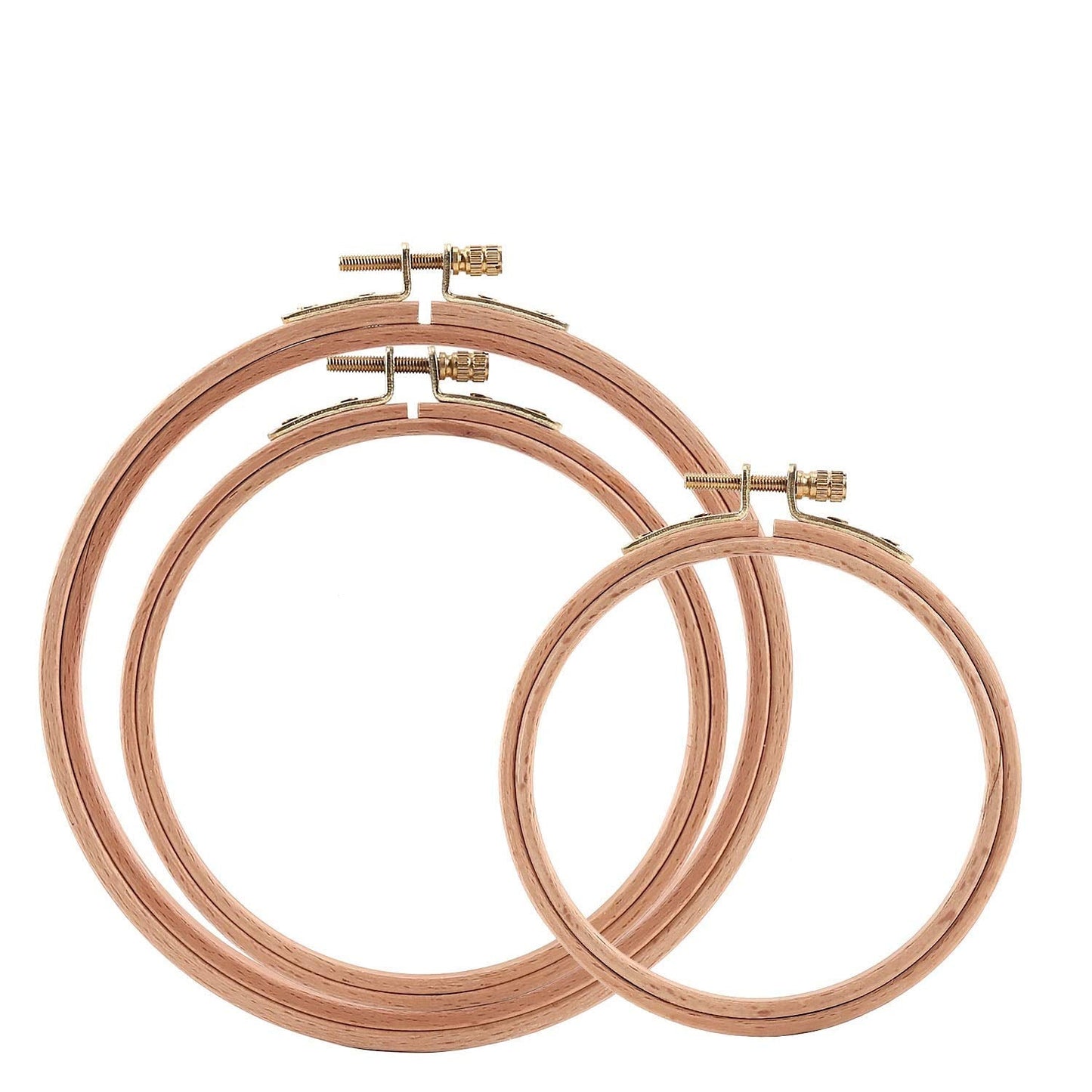 Sherbo 3 Pieces Beech Wood Embroidery Hoops Set By 4 Inch to 6 Inch Circle Hoop Ring Cross Stitch Cotton for DIY Embroidery Floss Starter of Sewing Art Kits Crafts