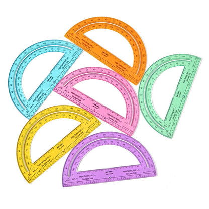 hand2mind Safe-T Protractor for Kids, 180 Protractor, Rainbow Plastic Clear Protractor, Kids Safe, Protractor for Geometry, Protractor Math, Protractor Set, Math Classroom Supplies (24 Pack)