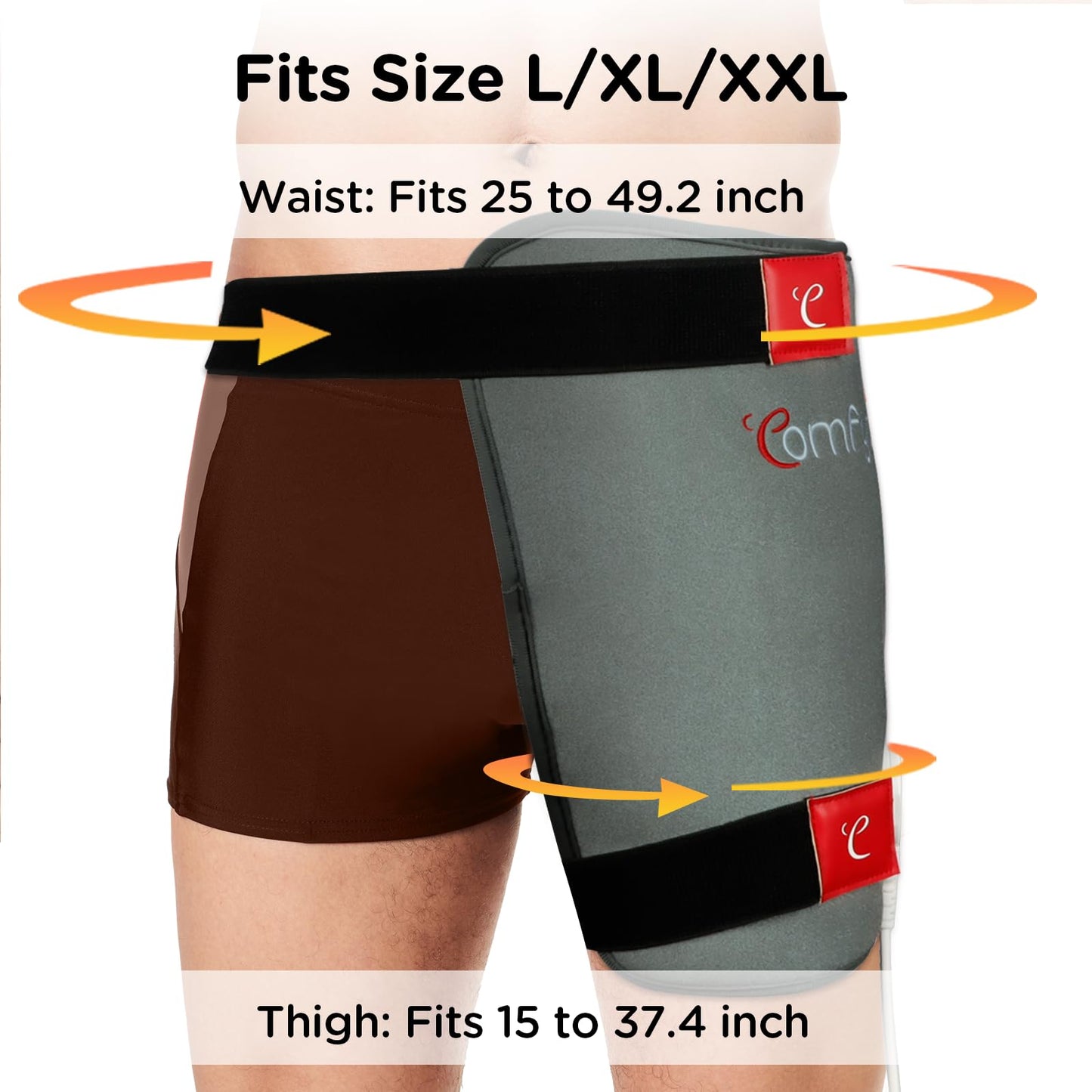 Comfytemp Hip Heating Pad for Hip Sciatica Pain Relief Brace, Birthday Christmas Gift for Mom Women Wife Men Dad, FSA Eligible Lower Back Thigh Buttock Electric HSA Heat Pad Hot Physical Therapy(L/XL)