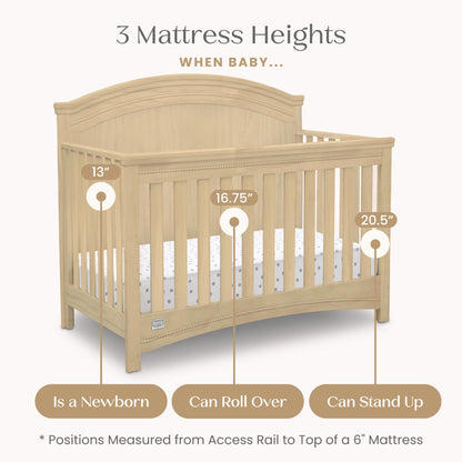 Simmons Kids SlumberTime Emma 4-in-1 Convertible Baby Crib N More - Greenguard Gold Certified, Natural Sandstone