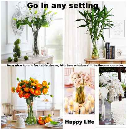 Glass Hurricane Candle Holder Esmiome - Cylinder Vases for Centerpieces 6 Sets (24Pcs) Hurricane Floating Candle Holder, Glass Vases for Flowers, Decorative for Home Wedding, 4''+6''+8'+10''(High)