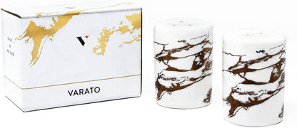 Modern Gold Ceramic Salt and Pepper Shaker Set with Lids