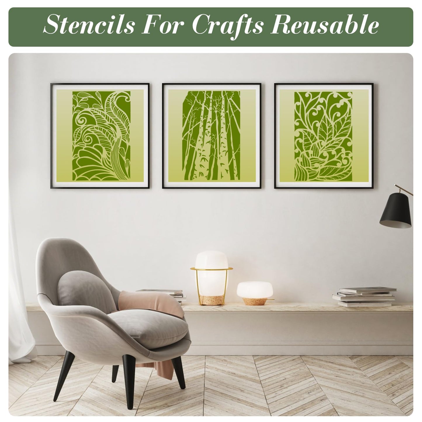 Texture Stencils for Crafts Reusable DIY Furniture Decor Art Painting Stencil 12Pcs Kit for Wood Embroidery Wall Silk Screen Journaling(11.8X7.8 Inch)