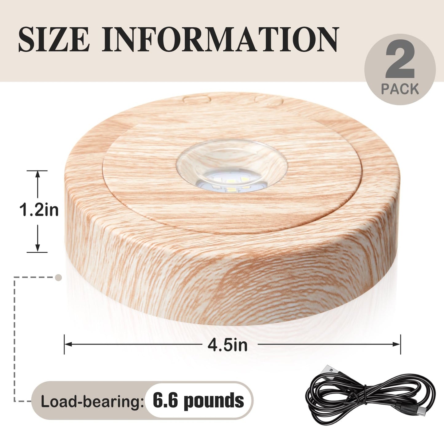 Woanger Wooden Display Stand, LED Square Display Stand, Lighted Base for Glass Art,, LED Light Base for Crystal, Jewelry & Figurines