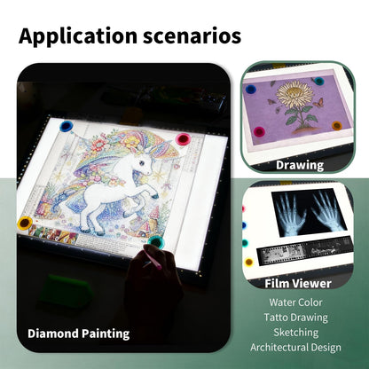 A3 Artist Tracing Light Box/Copy Board with 10-Level Dimming Switch, Art Craft Light Pad Suitable for Tattoo Drawing, Sketching, and Animation, 3 Color Light Modes Super Bright for Diamond Painting