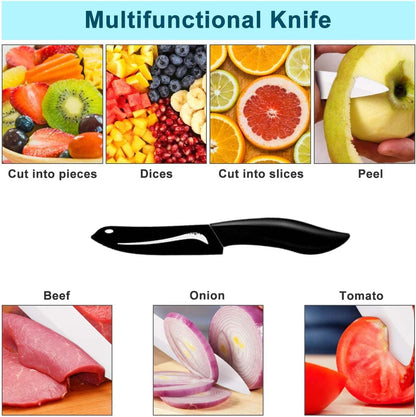 Paring Knife with Large Handle, Super Sharp 4 Inch Ceramic Blade, Rust Proof Stain Resistant, ABS Handle, Black