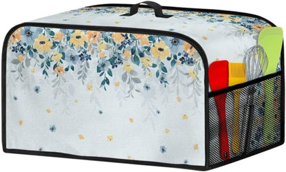 Blue Yellow Flowers Slow Cooker Dust Cover - Trendy Air Fryer Cover for Most Kitchen Appliances, Washable