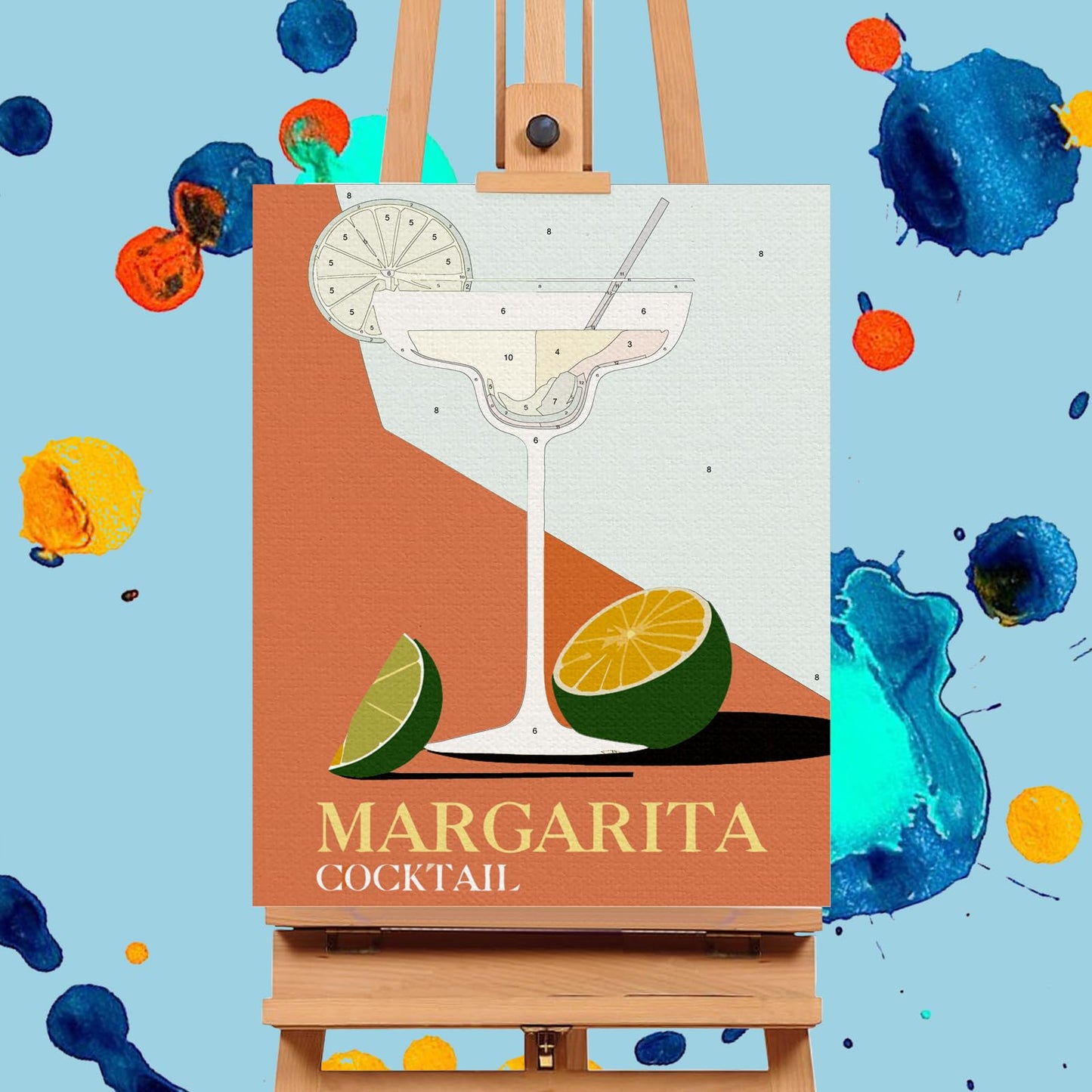 6 Pack Paint by Numbers Kit for Adults Beginners - 8x10 Inch Cocktail Adult Paint by Number Kits on Canvas, Cocktail DIY Acrylic Oil Number Painting Kits for Adults, Perfect for Gift Home Decor