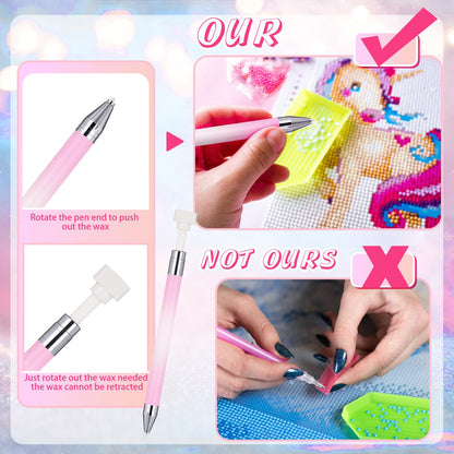 Jutom 2 Pack Diamond Painting Pens with 40 Replacement Wax Pink Wax Diamond Art Accessory with Protective Case Art Pen Tool for Nail DIY Painting Craft Gem(Gradient)