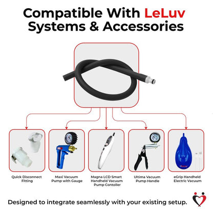 LeLuv Premium Slippery-Coated Silicone Vacuum Hose 1/4 Inch ID x 18 Inch, Non-Collapsible Silicone Tubing with O-Ring Male Disconnect Fitting for Precision Vacuum Tools & Accessories - Matte Black