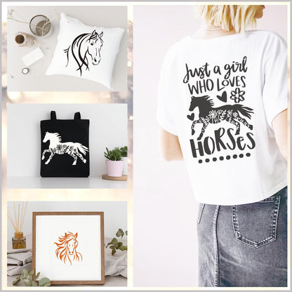 YHSLMH Reusable Horse Stencils - Large Horse Templates for Painting on Wood, Fabric, Canvas & Furniture (10 Designs)