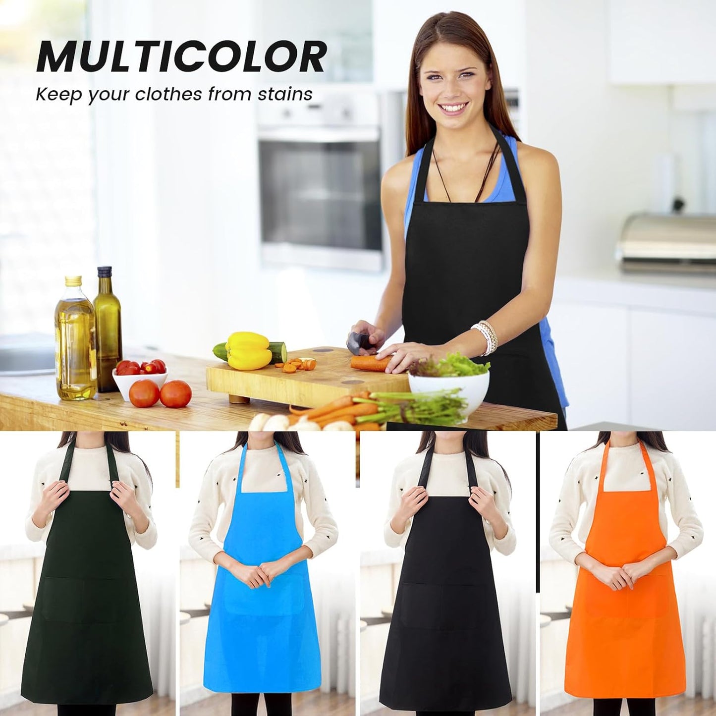 TRENDBOX Bib Apron Adult Women Unisex Comfortable with Front Pocket Washable For Cooking Baking Kitchen Restaurant
