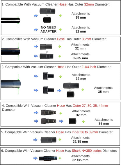 Universal Vacuum Hose Adapter Kit, Compatible with Bissell, Kenmore, Electrolux, Dirt Devil, Hoover