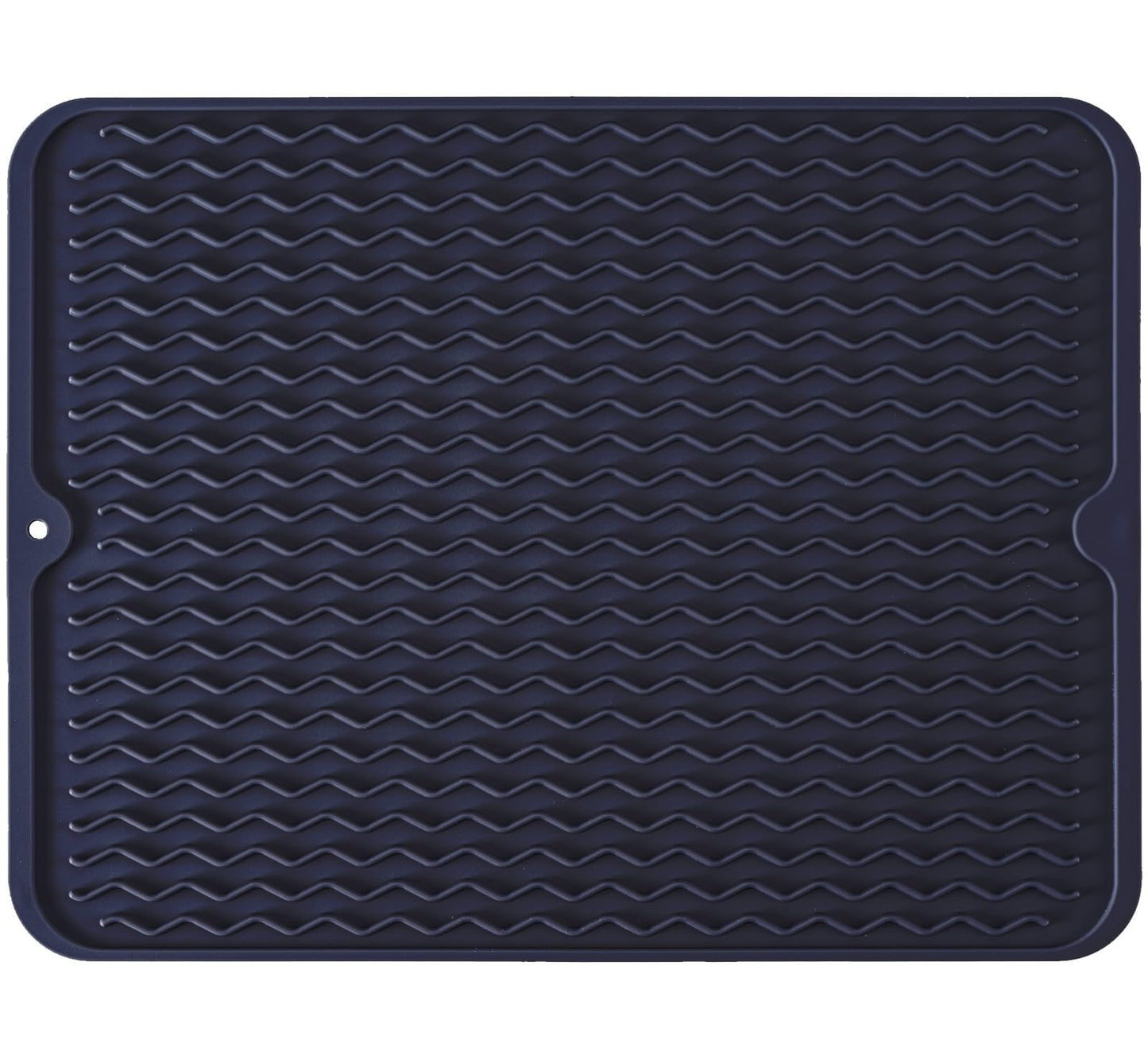 Silicone Dish Drying Mat for Multiple Usage, Easy clean, Eco-friendly, Heat-resistant Dish Drainer Mat for Kitchen Counter,Sink,Refrigerator or Drawer liner (16" x 12", Dark Blue)