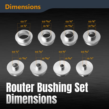 POWERTEC Router Guide, Router Bushing Guide Set, Router Template Guide 10 Pcs w/Storage Case, Fits Porter Cable Style Router Sub Base Plate. Size 5/16" to 1" Router Inlay Kit for Woodworking (71051)