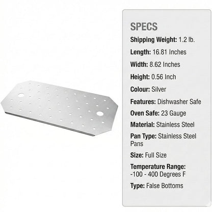 Stainless Steel Steam Table Pan False Bottoms – Hotel Pan Inserts with Drain Holes, Available in 1/4, 1/2, and Full Size | Keeps Food Elevated & Prevents Sogginess (4, Half Size (1/2 Size))