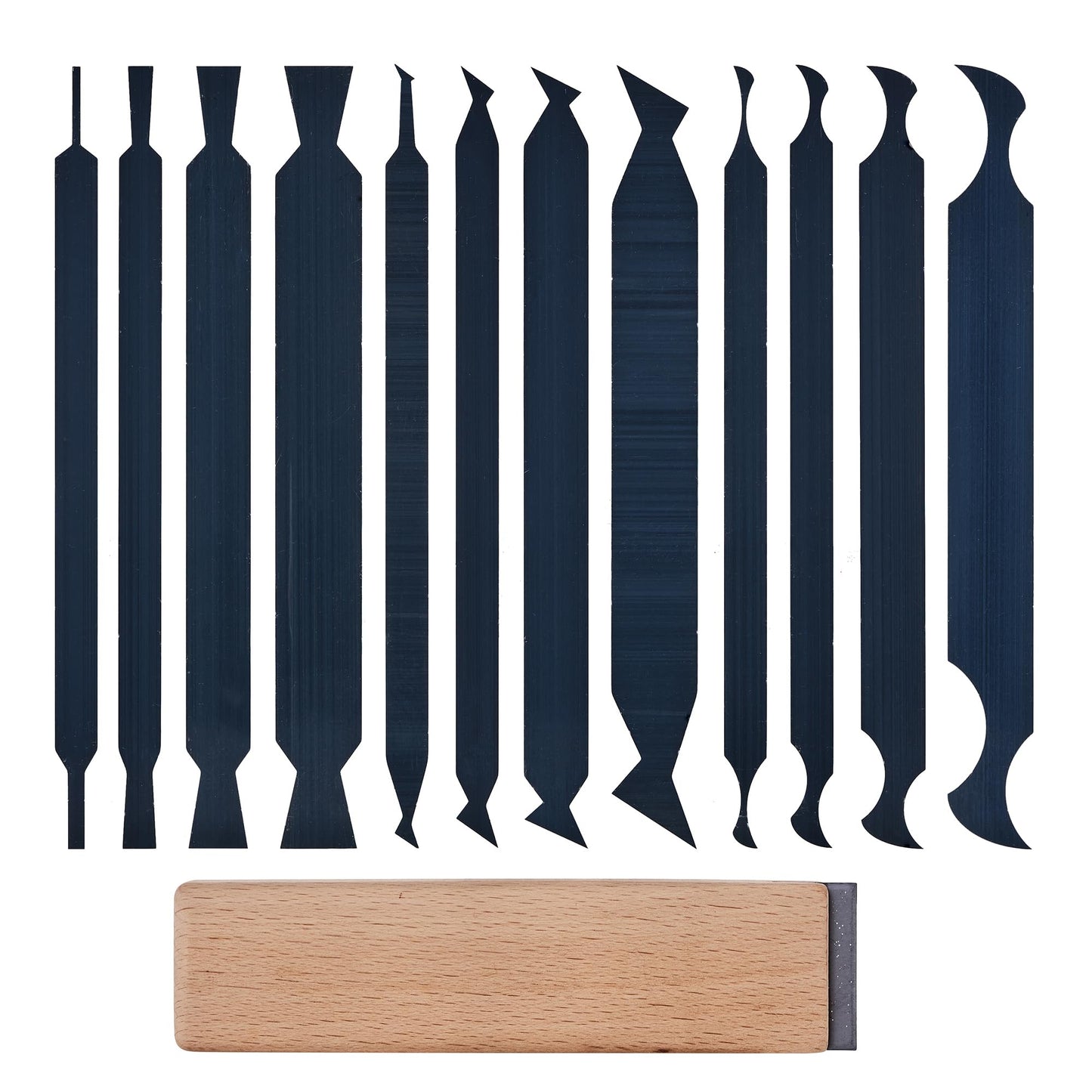 HERMIT TOOLS New Cabinet Scraper Cards and Cabinet Scraper Burnisher with 12 Piece Multi-Shaped Scraper Set Suitable for Various Small space and Small-Sized Tasks(HTCSCS13)