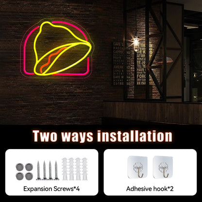 Taco Bell Neon Sign, Taco Bell Merch Gifts,LED Neon Light for Wall Decor, USB Powered for Mexican Restaurant Decor for Tacos Bar Kitchen Pub Christmas Birthday Gifts