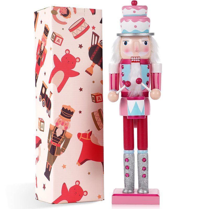 Christmas Decorations Nutcracker Ornaments,15 inch Traditional Wooden Nutcracker Figures Soldier,Festive Christmas Nutcracker Gift