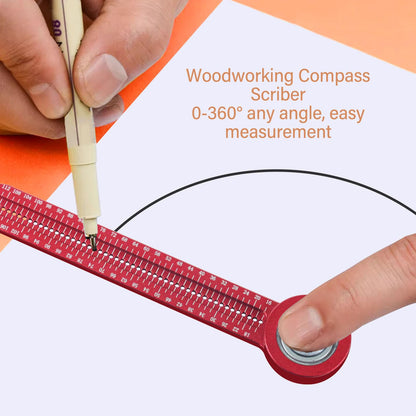 YWBL-WH Woodworking Compass Scriber, 360 Degree Rotating Circular Drawing Tool, Aluminum Alloy, Carpenter Gauge